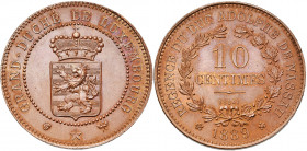 LUXEMBOURG, Régence d''Adolphe de Nassau (1889-1890), 10 centimes, 1889, Bruxelles. Essai en cuivre. Seulement 100 p. frappées. Probst L335-2. Rare.
...