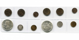 LUXEMBOURG, lot de 6 p.: Marie-Adélaïde, 2 francs, 1914, essai en cuivre (2); 50 centimes 1914, essai en cuivre; Charlotte, 100 francs 1946, refrappe ...