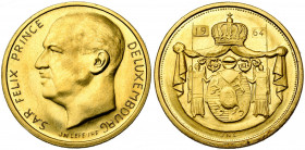 LUXEMBOURG, Jean (1964-2000), AV module de 40 francs, 1964. Prince Félix. Probst 05; K.M. M6. Or jaune.
Fleur de Coin