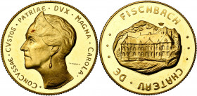 LUXEMBOURG, Jean (1964-2000), AV module de 40 francs, 1976. 80e anniversaire de la grande-duchesse Charlotte. Probst 011; Weiller 102. Petite tache.
...