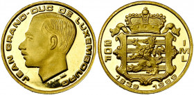 LUXEMBOURG, Jean (1964-2000), AV 20 francs (1/5 oz), 1989. 150e anniversaire du Grand-Duché. Probst L316-1; Fr. 12.
Flan poli