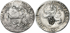 MALTE, Ordre de Saint-Jean, Jean-Paul Lascaris-Castellar (1636-1657), AR leeuwendaalder de Zélande, 1631. Contremarqué à ses armes (aigle bicéphale). ...