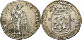 NEDERLAND, GELDERLAND, Provincie, AR Nederlandse 2 gulden, 1694. Vz/ Nederlandse maagd leunend op een bijbel op een altaar. Kz/ Gekroond Generaliteits...