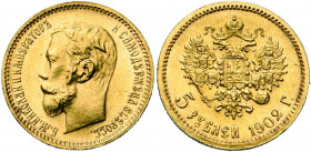 RUSSIE, Nicolas II (1894-1917), AV 5 roubles, 1902AP. Bitkin 29; Uzd. 344.
presque Superbe