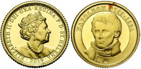 SAINTE-HELENE, Elisabeth II (1952-), AV 1/4 guinée, 2019. Napoléon Bonaparte.
Flan poli