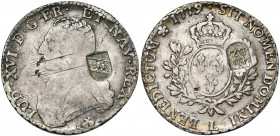 SUISSE, BERNE, Ville, AR 40 Batzen, s.d. (1816-1819). D.T. 32. 28,91g Contremarqué sur un écu aux rameaux d''olivier de Louis XVI, 1779, Bayonne (cont...