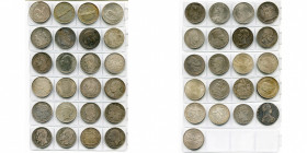 lot de 45 p.: Afrique du Sud, Georges VI, 5 shillings 1947; Elisabeth II, 5 shillings 1960 (2); République, 50 cents 1963; Allemagne, Hambourg, 5 Mark...