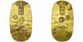 JAPAN, Genbun era (1736-1818), AV 1 ryo (Kyoho Koban Kin), n.d., Edo mint. JNDA 09-19; J.V. B105; K.M. C22. 13,10g Various banker''s marks on reverse....