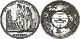 AUSTRALIE, AR médaille, 1854/1855, Wyon. Exposition de Sydney. D/ L''Australie présentée par Britannia, ten. un trident, à la France, trônant à d. A d...