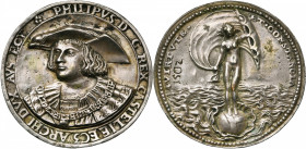 PAYS-BAS MERIDIONAUX, AR médaille, s.d., artiste inconnu. Philippe le Beau, roi de Castille, archiduc d''Autriche. D/ B. de trois quarts de f., coiffé...