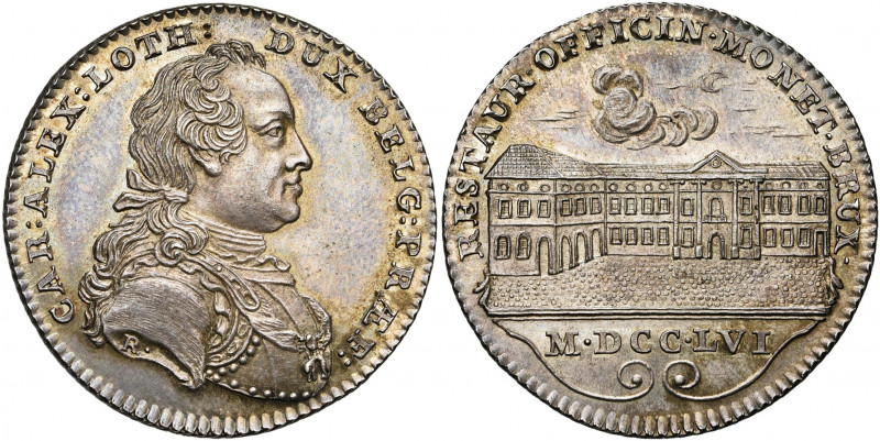 PAYS-BAS MERIDIONAUX, AR jeton, 1756, J. Roettiers. Etrennes pour 1757 - Restaur...