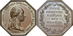 PAYS-BAS MERIDIONAUX, Cu médaille octogonale, 1792, van Berckel. Récompense pour services rendus aux armées. D/ FRANCOIS II EMP·DES ROM·ROI DE HONG·ET...