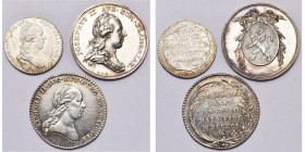 PAYS-BAS MERIDIONAUX, lot de 3 jetons en argent de Th. van Berckel: 1781, Inauguration de Joseph II en Brabant et en Flandre (21 mm); s.d. (1783), Pré...