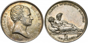 BELGIQUE, Royaume des Pays-Bas, AR jeton, 1815, van de Goor & Droz. Chambre de Commerce d''Anvers. D/ T. de Guillaume Ier à d. R/ L''Escaut allongé à ...