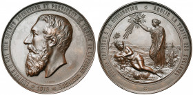 BELGIQUE, AE médaille, 1876, J.-J. Danse. Association Internationale Africaine. D/ T. de Léopold II à d. R/ OUVRIR L''AFRIQUE A LA CIVILISATION ABOLIR...