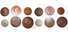BELGIQUE, lot de 6 médailles: 1858, Wiener, Charles Rogier; 1859, Wiener, Inauguration de la Colonne du Congrès; 1860, Wiener, Abolition des octrois; ...