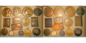 BELGIQUE - CONGO BELGE, lot de 14 médailles: 1909, G. Devreese, 75e anniversaire de l''Université Libre de Bruxelles; plaquette, 1911, De Bremaecker, ...