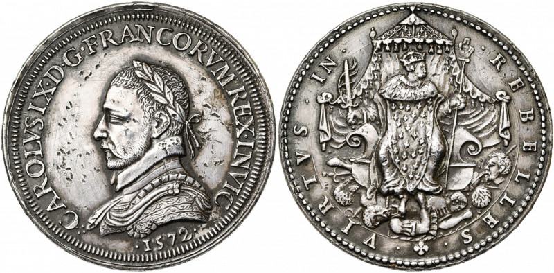 FRANCE, AR médaille, 1572. Massacre de la Saint-Barthélémy. D/ B. l. et cuirassé...
