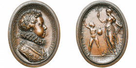 FRANCE, AE médaille, 1610, G. Dupré. Avènement de Louis XIII et régence de Marie de Médicis. D/ B. l. et cuir. du jeune roi à d. R/ ORIENS AVGVSTI TVT...