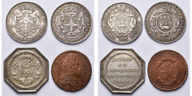 FRANCE, lot de 4 jetons: s.d. et 1709, Ville de Rouen - Charles Frédéric de Montmorency, duc de Luxembourg, gouverneur de Normandie (AR); 1745, Lansqu...