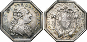 FRANCE, AR jeton, s.d., Duvivier. Etats de la Flandre wallonne. D/ B. habillé de Louis XVI à d. R/ COMITIA FLANDRIAE WALLONENSIS Ecu écartelé des état...