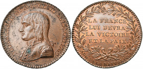 FRANCE, AE médaille, 1797 (an 6). Victoires de Bonaparte et traité de paix de Campoformio. D/ B. du général en uniforme brodé à g., sans revers et ave...
