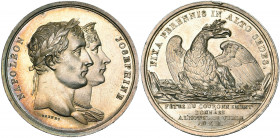 FRANCE, AR médaille, 1804 (an 13), Brenet. Fêtes du couronnement données à l''hôtel de ville de Paris. D/ T. accolées à d. de Napoléon Ier et de Josép...