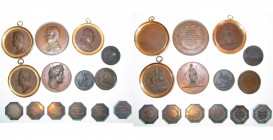 FRANCE, lot de 14 médailles et jetons, dont: 1811, Andrieu, Athénée de Vaucluse (AE); 1816, Andrieu, Mariage du duc de Berry et de Caroline de Bourbon...