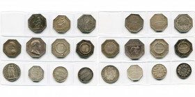 FRANCE, lot de 11 jetons en argent: an 9 (1800), Avoués du tribunal de première instance (2); an 10 (1801), Huissiers du tribunal de première instance...