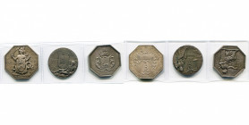 FRANCE, lot de 3 jetons en argent: s.d., Syndicat des transitaires du port de Dunkerque (octogonal, corne); s.d., Tribunal de commerce de Dieppe; 1894...