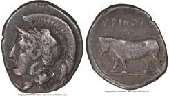 CAMPANIA. Hyria. Ca. 405-385 BC. AR didrachm (22mm, 1h). NGC VF, scuff. Ca. 405-400 BC. Head of Athena right, wearing crested laureate Attic helmet de...