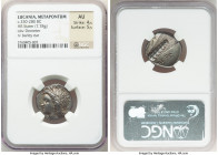 LUCANIA. Metapontum. Ca. 330-280 BC. AR stater (21mm, 7.78 gm, 8h). NGC AU 4/5 - 5/5. Dori- and Da-, magistrates. Head of Demeter left, wreathed with ...
