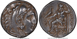 MACEDONIAN KINGDOM. Philip III Arrhidaeus (323-317 BC). AR drachm (16mm, 7h). NGC Choice XF. Lampsacus. Head of Heracles right, wearing lion skin head...