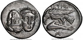 MOESIA. Istrus. Ca. 4th century BC. AR drachm (18mm, 5.51 gm, 11h). NGC AU 5/5 - 4/5, brushed. Two facing male heads; the left inverted / IΣTPIH, sea ...