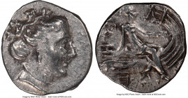 EUBOEA. Histiaea. Ca. 3rd-2nd centuries BC. AR tetrobol (14mm, 11h). NGC Choice XF. Head of nymph right, wearing vine-leaf crown, earring and necklace...