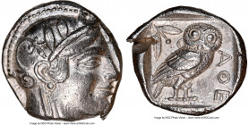 ATTICA. Athens. Ca. 455-440 BC. AR tetradrachm (23mm, 17.15 gm, 10h). NGC Choice XF 5/5 - 2/5, test cut. Early transitional issue. Head of Athena righ...