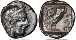 ATTICA. Athens. Ca. 440-404 BC. AR tetradrachm (25mm, 17.16 gm, 7h). NGC Choice AU 5/5 - 4/5. Mid-mass coinage issue. Head of Athena right, wearing ea...