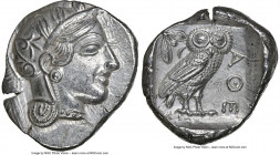 ATTICA. Athens. Ca. 440-404 BC. AR tetradrachm (27mm, 17.18 gm, 3h). NGC Choice AU 5/5 - 4/5. Mid-mass coinage issue. Head of Athena right, wearing ea...