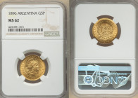 Republic gold Argentino (5 Pesos) 1896 MS62 NGC, KM31. Scarce date, last year of type. AGW 0.2334 oz. 

HID09801242017

© 2022 Heritage Auctions | All...