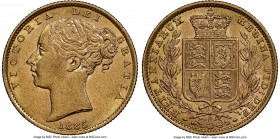 Victoria gold "Shield" Sovereign 1885-S AU58 NGC, Sydney mint, KM6. Bold portrait with residual luster. 

HID09801242017

© 2022 Heritage Auctions | A...