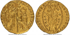 Achaia. Roberto d'Angio - Venice Imitation gold Zecchino ND (1346-1364) MS65 NGC, Fr-38a. 3.53gm. A superior little gem, bold in every element of desi...