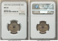 Christian X 25 Ore 1925 (h)-GJ MS64 NGC, Copenhagen mint, KM823.1. Key date of three year type. 

HID09801242017

© 2022 Heritage Auctions | All Right...