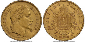 Napoleon III gold 20 Francs 1869-A MS63 NGC, Paris mint, KM801.1. Attractive lusterless olive-gray matte appearance on surfaces. 

HID09801242017

© 2...