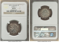Republic Pair of Certified Assorted Francs NGC, 1) Franc 1872-A - MS63, KM822.1. Large A 2) 2 Francs 1871-A - AU55, KM817.1. Large A Paris mint. Sold ...