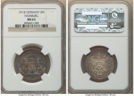 Hamburg. Free City 2 Mark 1913-J MS65 NGC, Hamburg mint, KM612. Violet, red and blue toned. 

HID09801242017

© 2022 Heritage Auctions | All Rights Re...