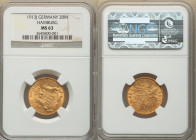 Hamburg. Free City gold 20 Mark 1913-J MS63 NGC, Hamburg mint, KM618, Fr-3777. Last year of type. 

HID09801242017

© 2022 Heritage Auctions | All Rig...