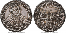 Mansfeld-Eisleben. Johann Georg III Medallic "Naumburg Convention" 1-1/2 Taler 1661 XF45 NGC, Kleeblatt mint, Whiting-136. 43.77gm. Half bust of Luthe...