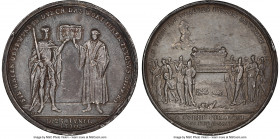 Nürnberg. Free City silver "200th Anniversary of the Augsburg Confession" Medal 1730-Dated AU55 NGC, Whiting-428, Goppel-376. 32mm. By Vestner. SIE HA...