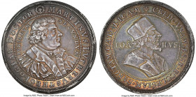Saxe-Gotha. Friedrich II silver "200th Anniversary of the Reformation" Medal 1717-Dated AU58 NGC, Whiting-175. 43mm. By C. Wermuth. MARTINVS LVTHERVS ...