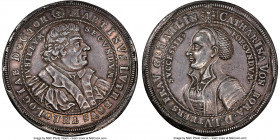 Saxe-Gotha-Altenburg. Friedrich II silver "200th Anniversary of the Reformation" Medal 1717-Dated AU58 NGC, Whiting-173. 43mm. By C. Wermuth. MARTINVS...